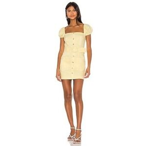 Majorelle Adalyn Dress in Pastel
Yellow Mini Puff Sleeve Belted Size XL NWT